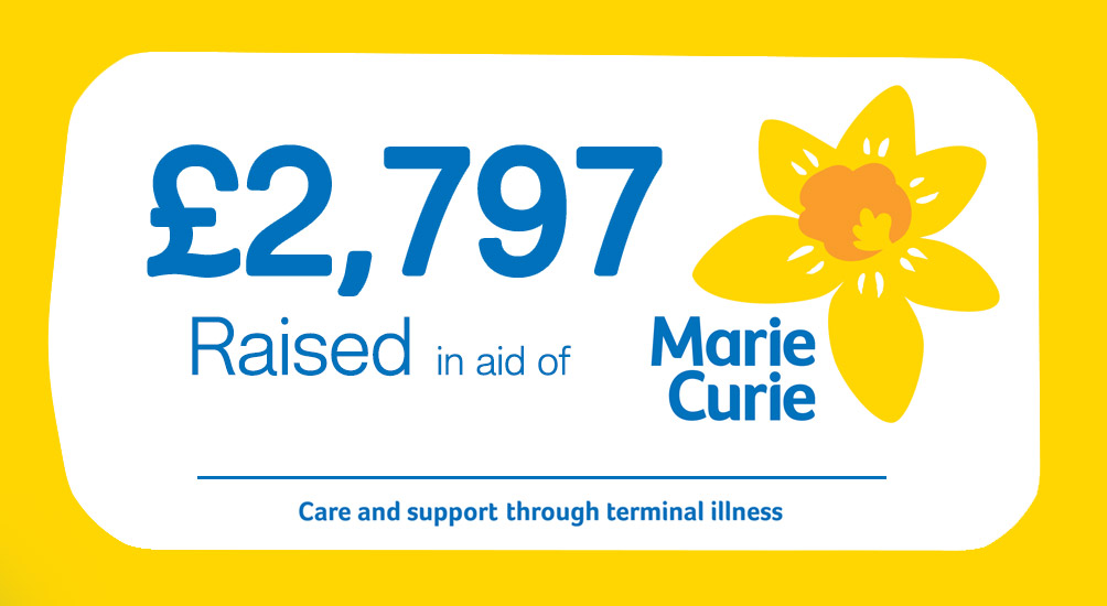 £2,797 raised in support of Marie Curie
